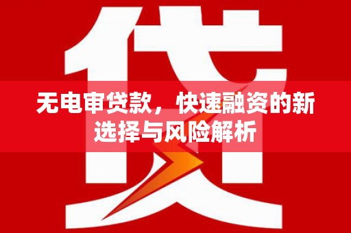 疏附无电审贷款，快速融资的新选择与风险解析