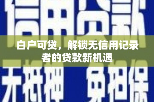 苍溪白户可贷，解锁无信用记录者的贷款新机遇