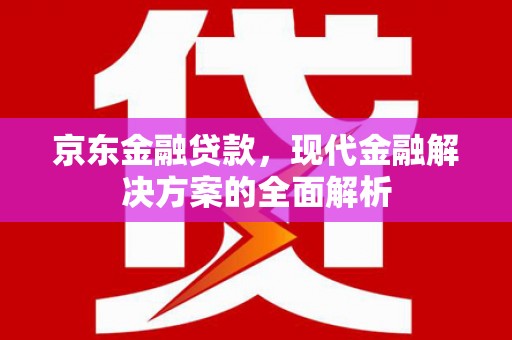 雾台京东金融贷款，现代金融解决方案的全面解析